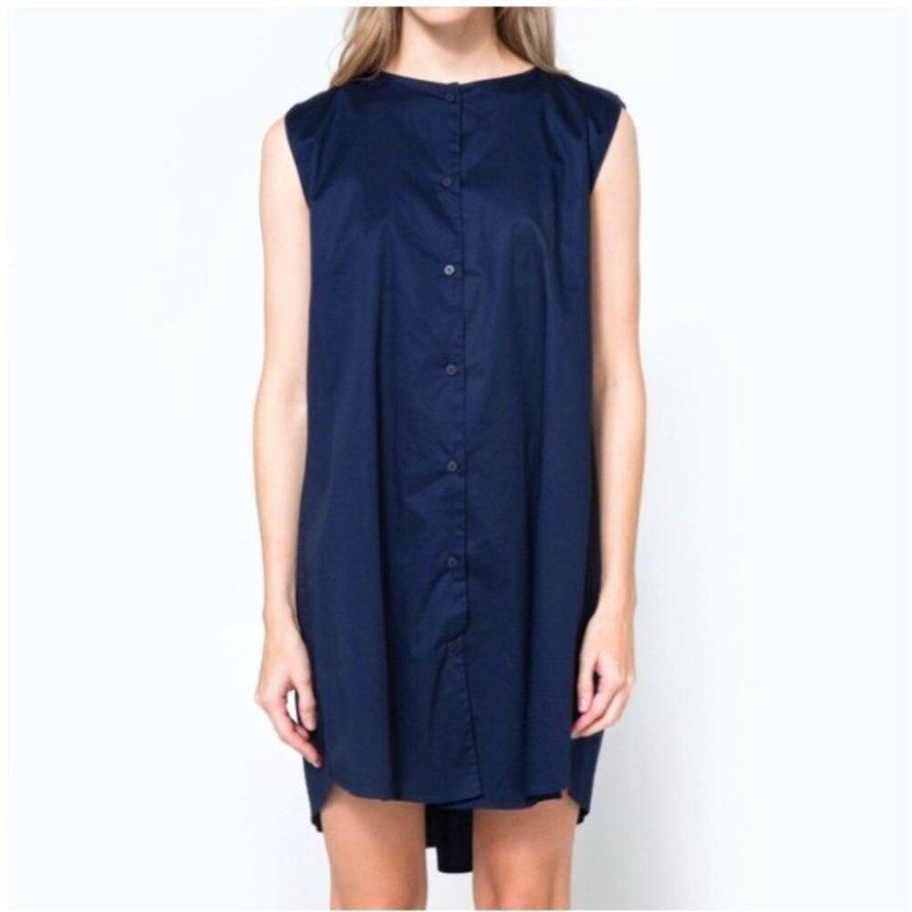 STELEN NWOT Navy Button Down Minimalist Dress S